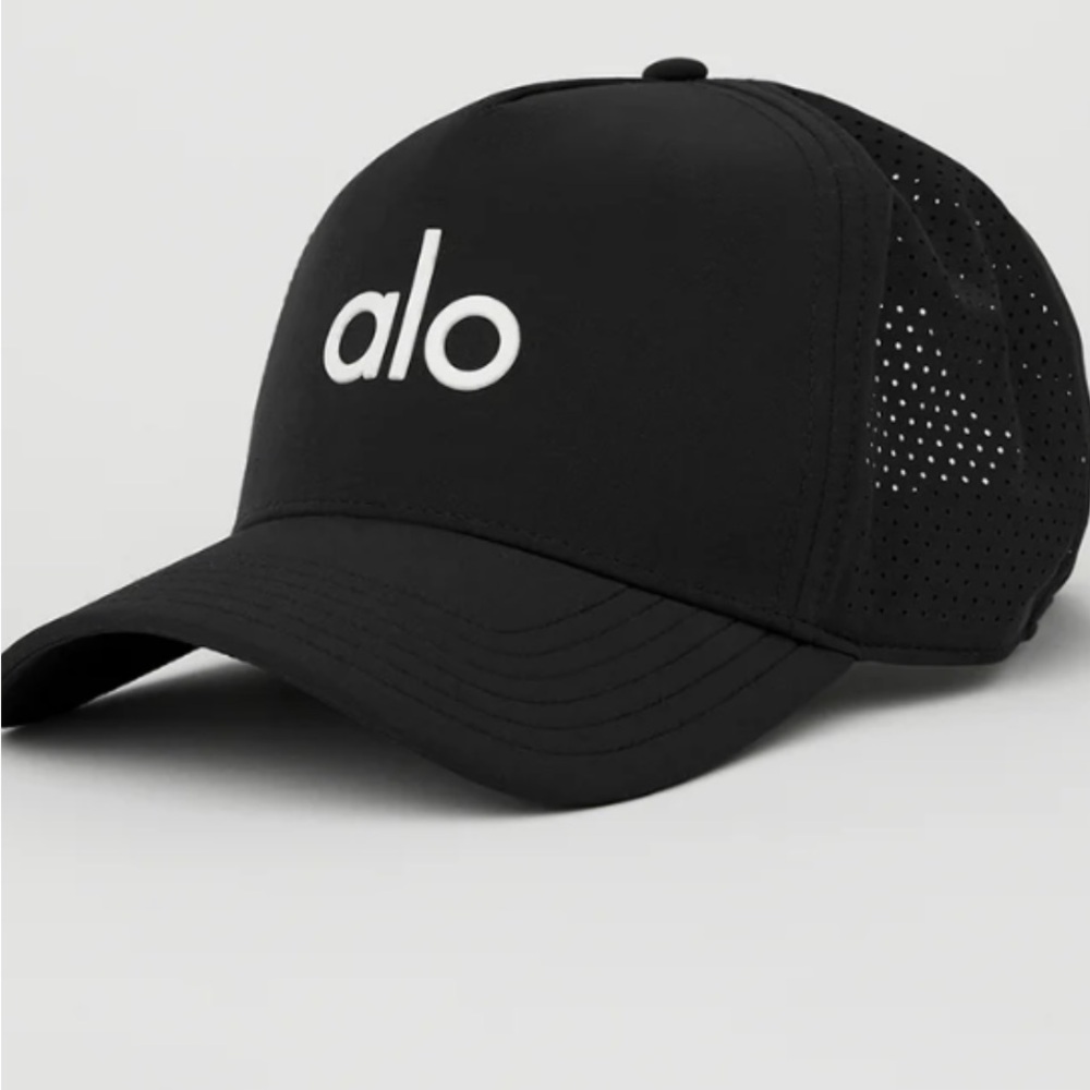 ALO Yoga Black Ventilated Baseball Cap.  Made by Perfect Custom. New in package